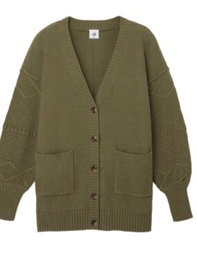 CAbi Trinity Stitch Cardigan Olive Green 4100